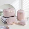 Neue Damen Plüsch Kosmetiktasche Kariert Reißverschluss Kosmetiktasche Box Tragbare Kosmetik Aufbewahrungstasche