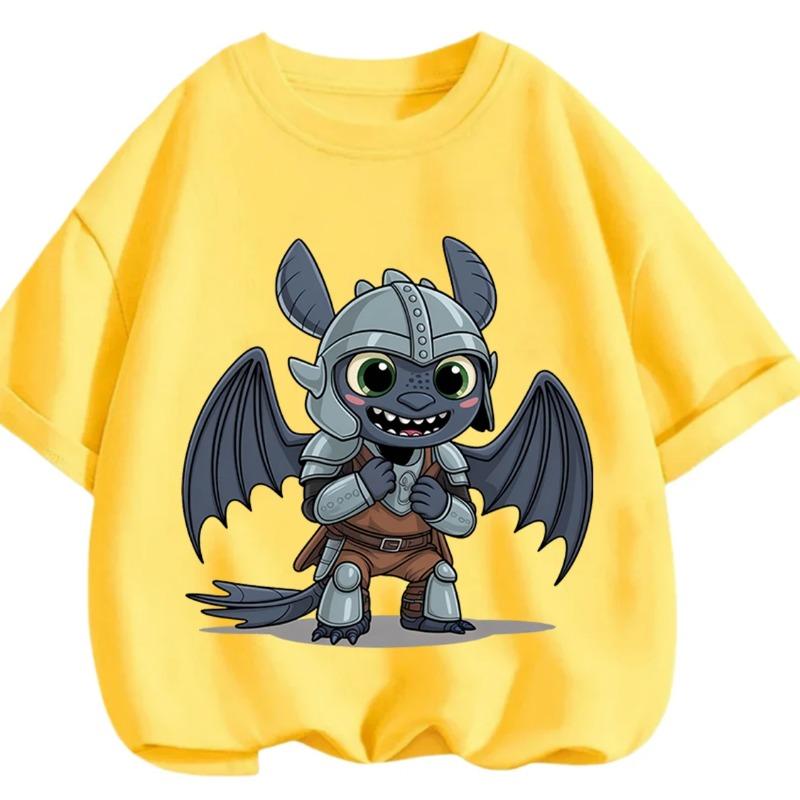 Toothless Summer Fashion T-Shirt Cute Cartoon Design Casual Crew Neck For Children