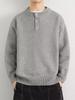 2025 Men's High-Quality Solid Color Retro Henley Knitwear for Autumn/Winter