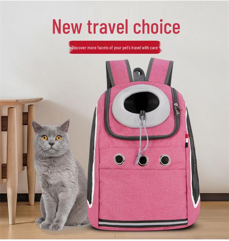 Breathable Pet Backpack for Cats & Dogs - Portable Double Shoulder Travel Bag