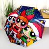 1PC The Powerpuff Girls Umbrella Portable Folding Umbrella Iron Frame Hole Bone Structure Outdoor Home Umbrella A7