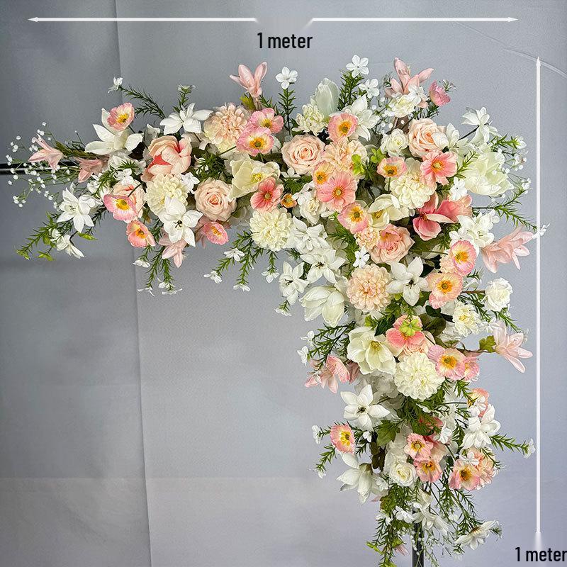 Triangular Silk Flower Wedding Arch Arrangement for Reception Background