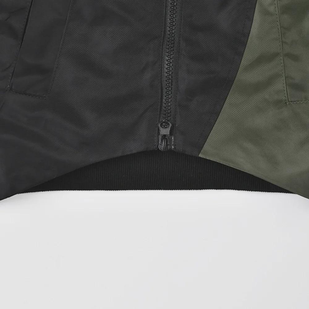 Herbstliche Off-Shoulder-Fliegerjacke mit Kontrastnähten und Kapuze mit Kordelzug