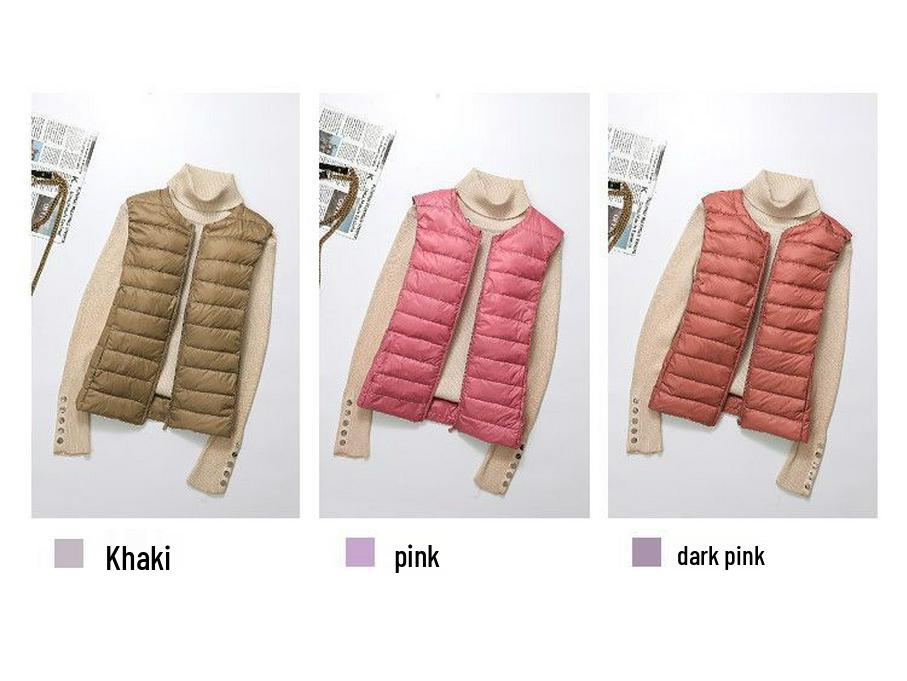 Women's Plus Size Lightweight White Duck Down Vest - Short Style for Middle-Aged & Elderly