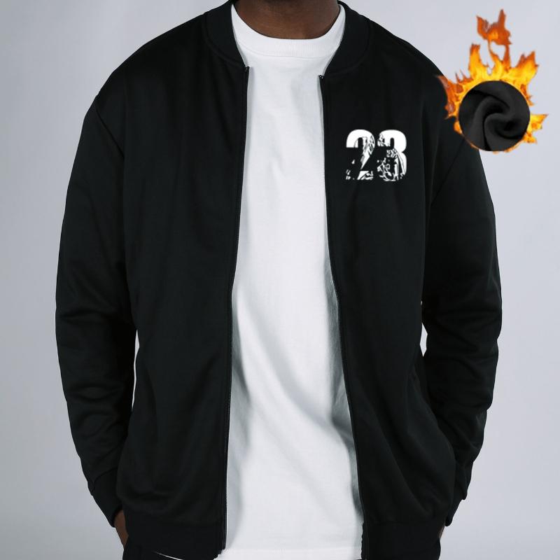 Streetstyle "23" Bomberjacke mit Fleecefutter, Winddicht Langlebig Warm, Lässiger Vielseitiger Mantel