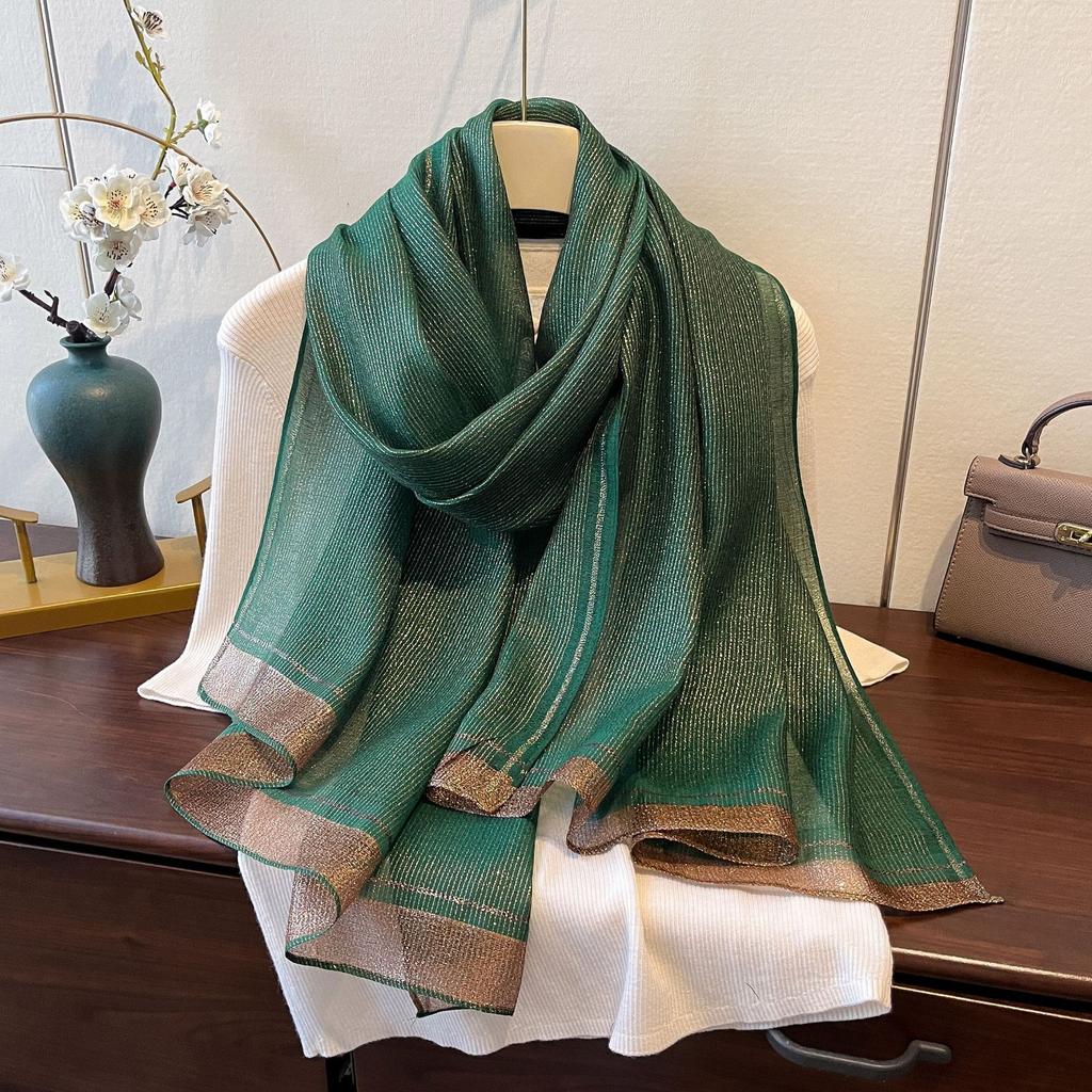 Vår og Sommer Nytt Temperament Mote Skjerf Tynt Klimasjal Langt Varmt Emulasjon Silkeskjerf for Kvinner