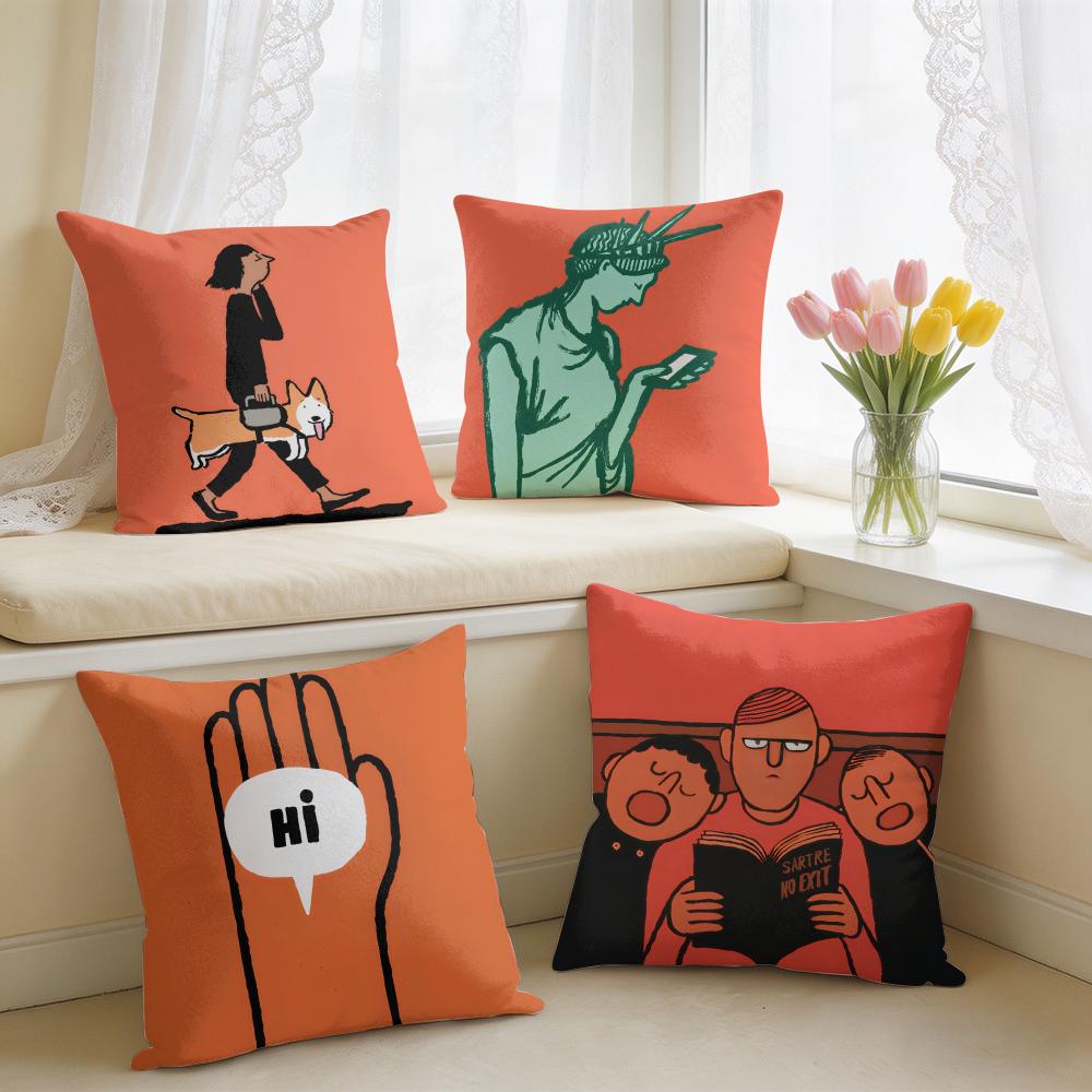 Aesthetic Art JJeanJullien Cushion Cover Square Short Plush Pillow Case Living Room Sofa Home Decor Funda X