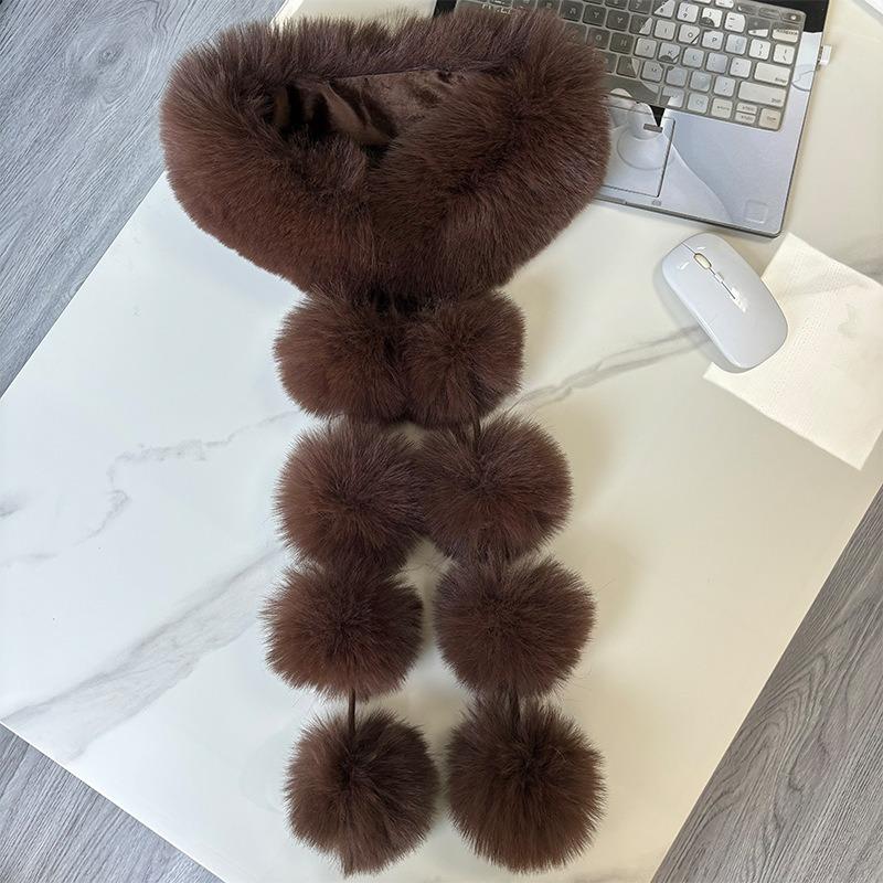 New Magnetic Imitation Fox Versatile Scarf, Women's Autumn and Winter Korean Version Light Luxury Shawl, Plush Hairball Temperament