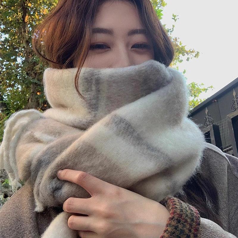 Thick Brushed Korean Style Gentle Dopamine Scarf for Women Winter Advanced Lengthened All Match Scarf Shawl Ethnic Warmth