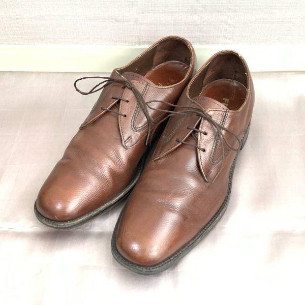 

70s 80s Vintage FREEMAN Size 9.5C 26.5 27.0cm Plain Toe Dress Shoes Brown