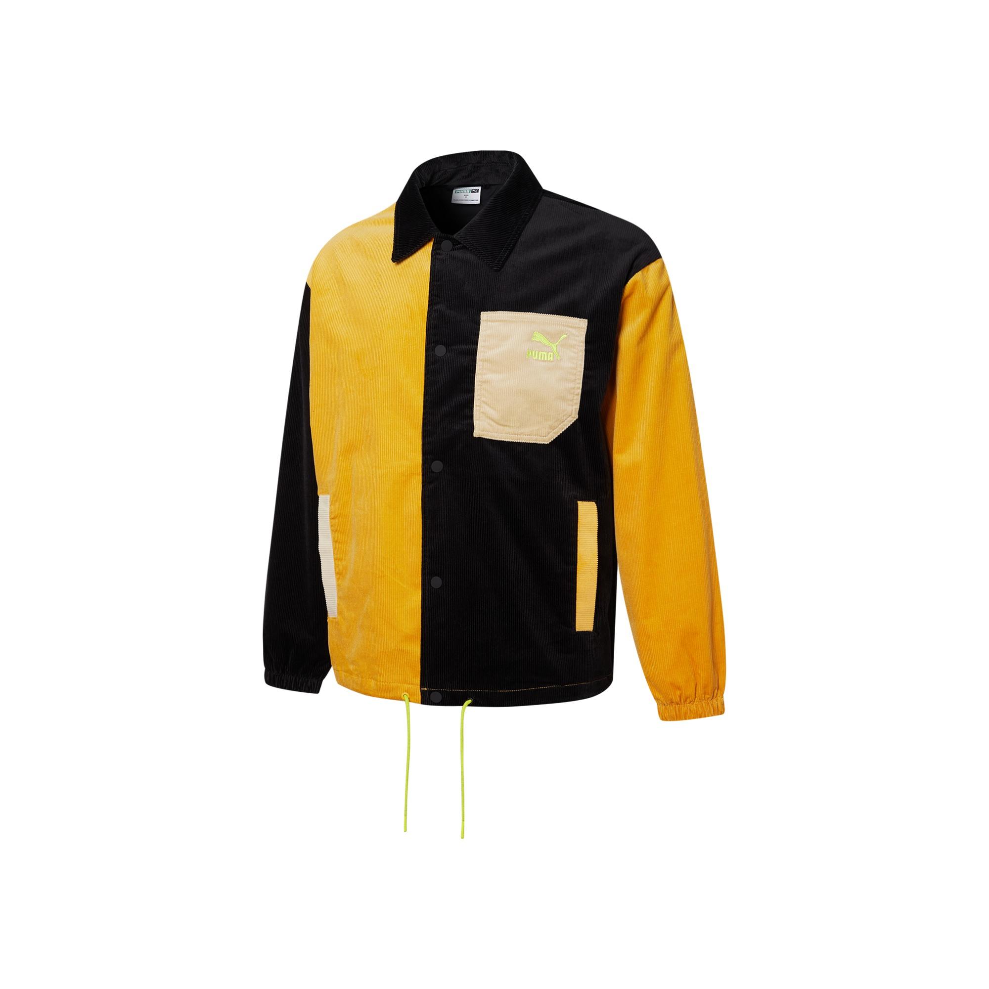 

PUMA Logo Corduroy Coach Jacket Black/Yellow Unisex 534752-01 XXL