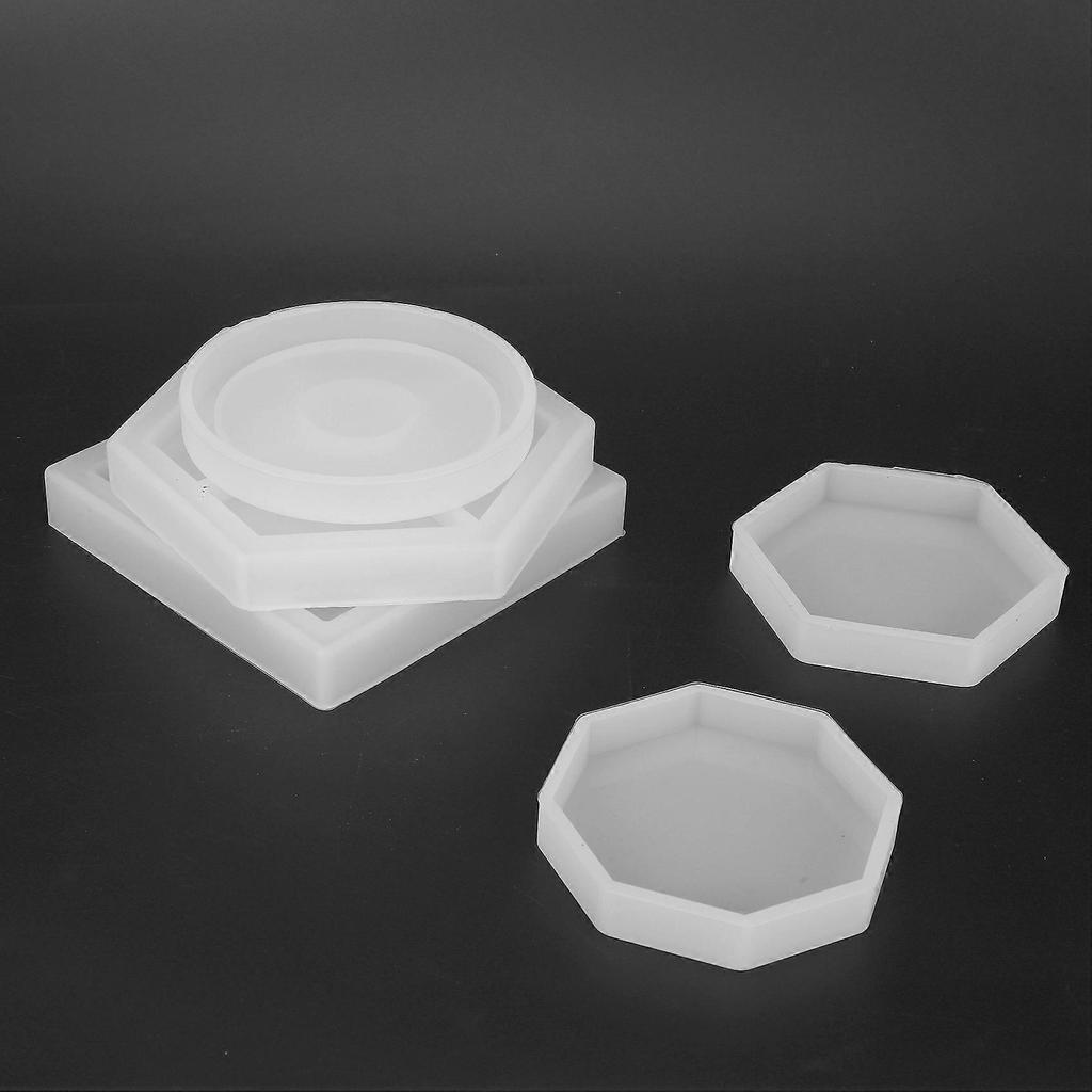 20Pcs Diy Coaster Silicone Mold Included Square Hexagon Circle Octagon Mold for Resin, Concrete, Cement,Home Decoration