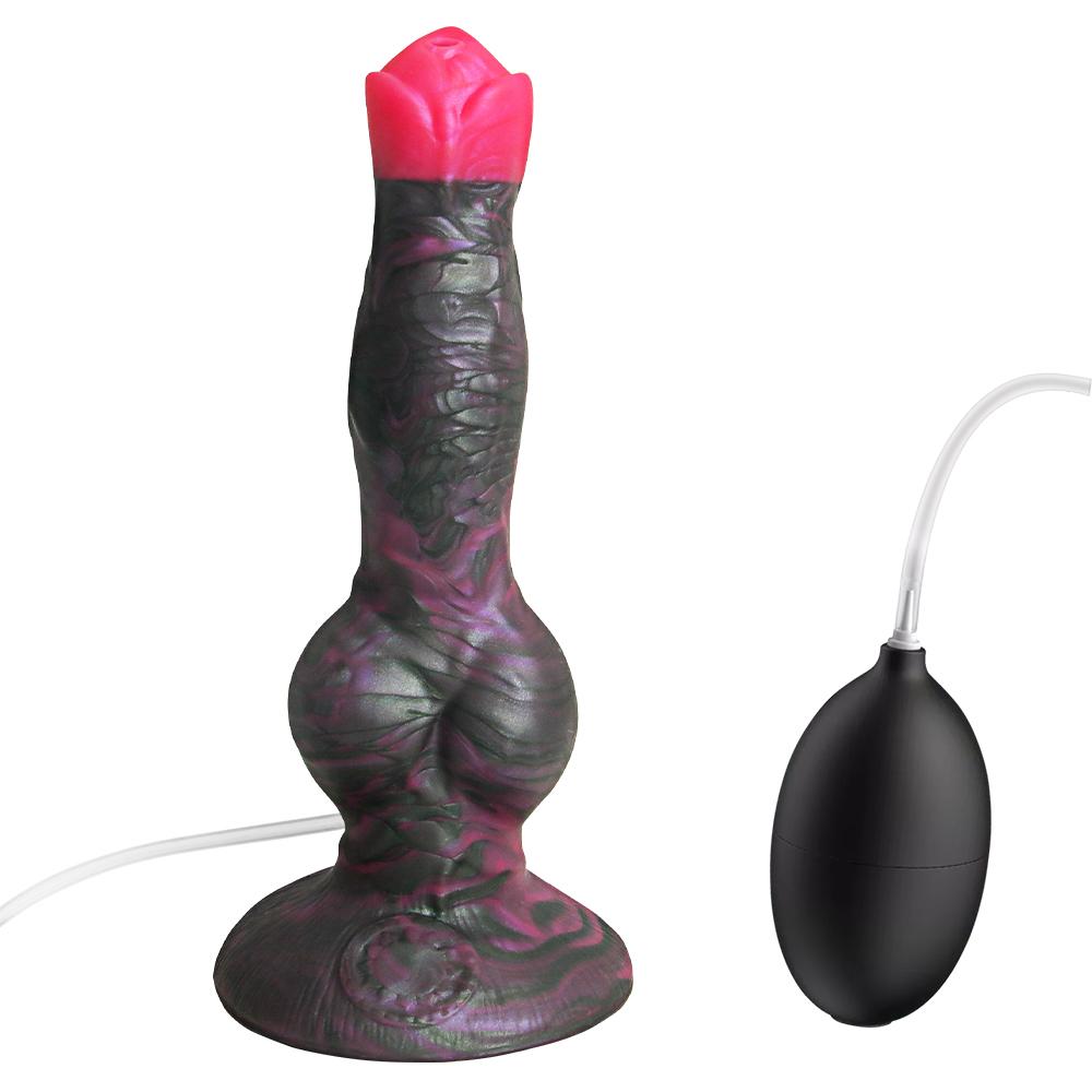 Large Dog Knot Ejacultion Dildo With Sucker Spray Liquid Function Sex Toys For Women/Men/Couple Purple Silicone Squirting Penis