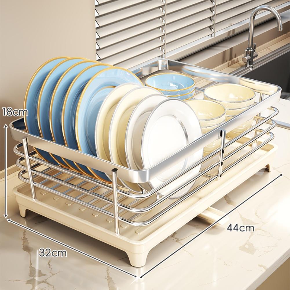 1 Set Griglia Scolapiatti e Vassoio 44*32*18cm / 42.5*28*19cm Scolapiatti in Acciaio Inossidabile Organizzatore Lavello da Cucina Parti Strumenti