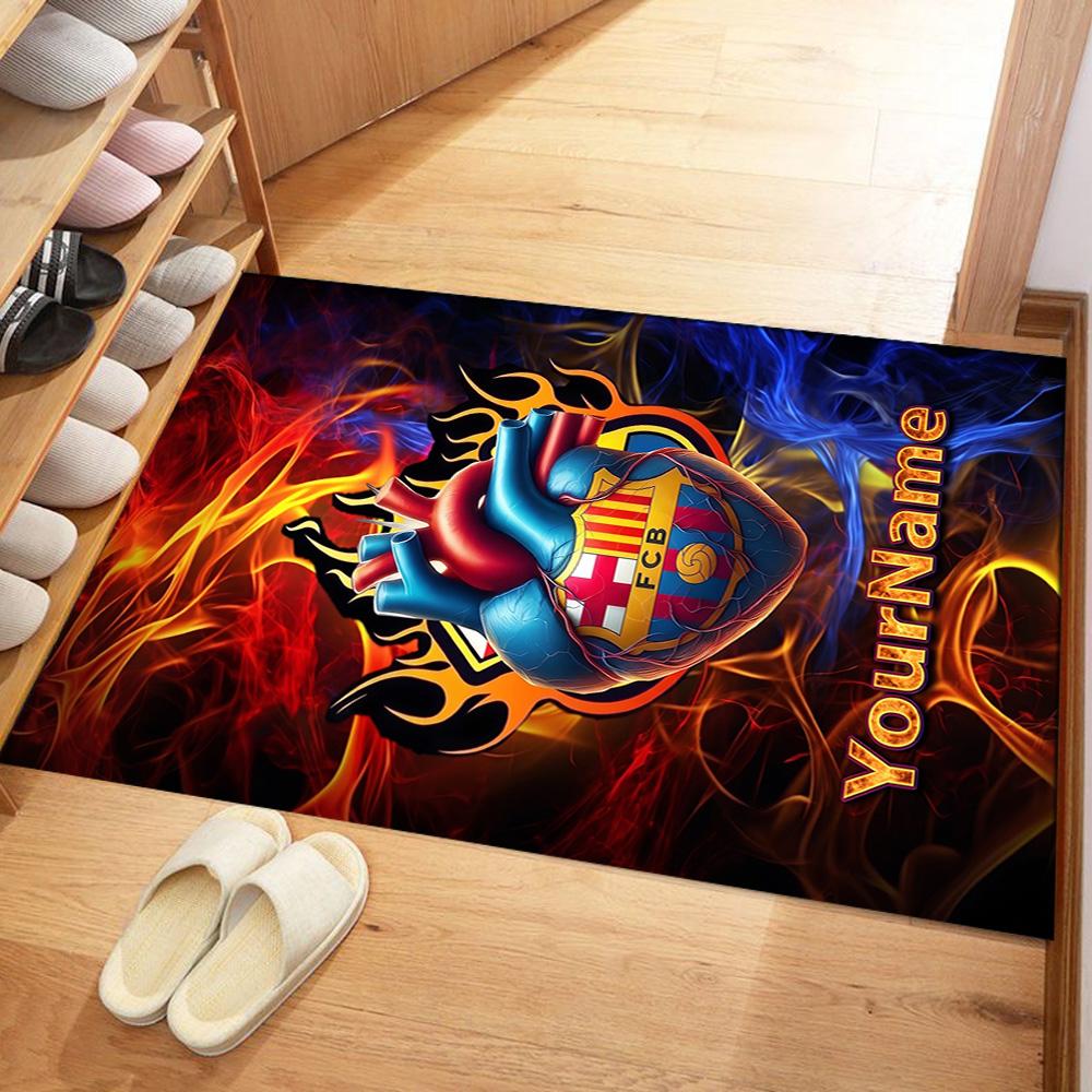 Fc Barcelona Personalized Text Carpet Perfect for Hallway Dormitory Dining Room Game Room Antislip Carpet Decorate Offices Best for Christmas