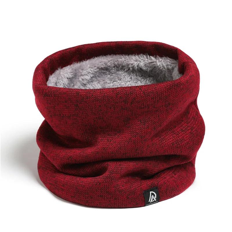 Sciarpa a collo in maglia tinta unita per uomo e donna Unisex Fodera in pile Autunno Inverno Sciarpe calde per il collo Spessa Bufanda Sciarpa-maschera Anello Sciarpa