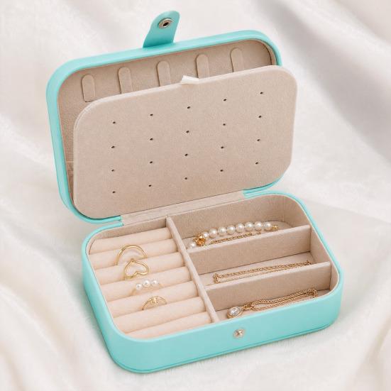 PU Leather Jewelry Box, Multi-Layer Organizer, Compact Lightweight Protective Jewelry Holder, for Rings Earrings Bracelets