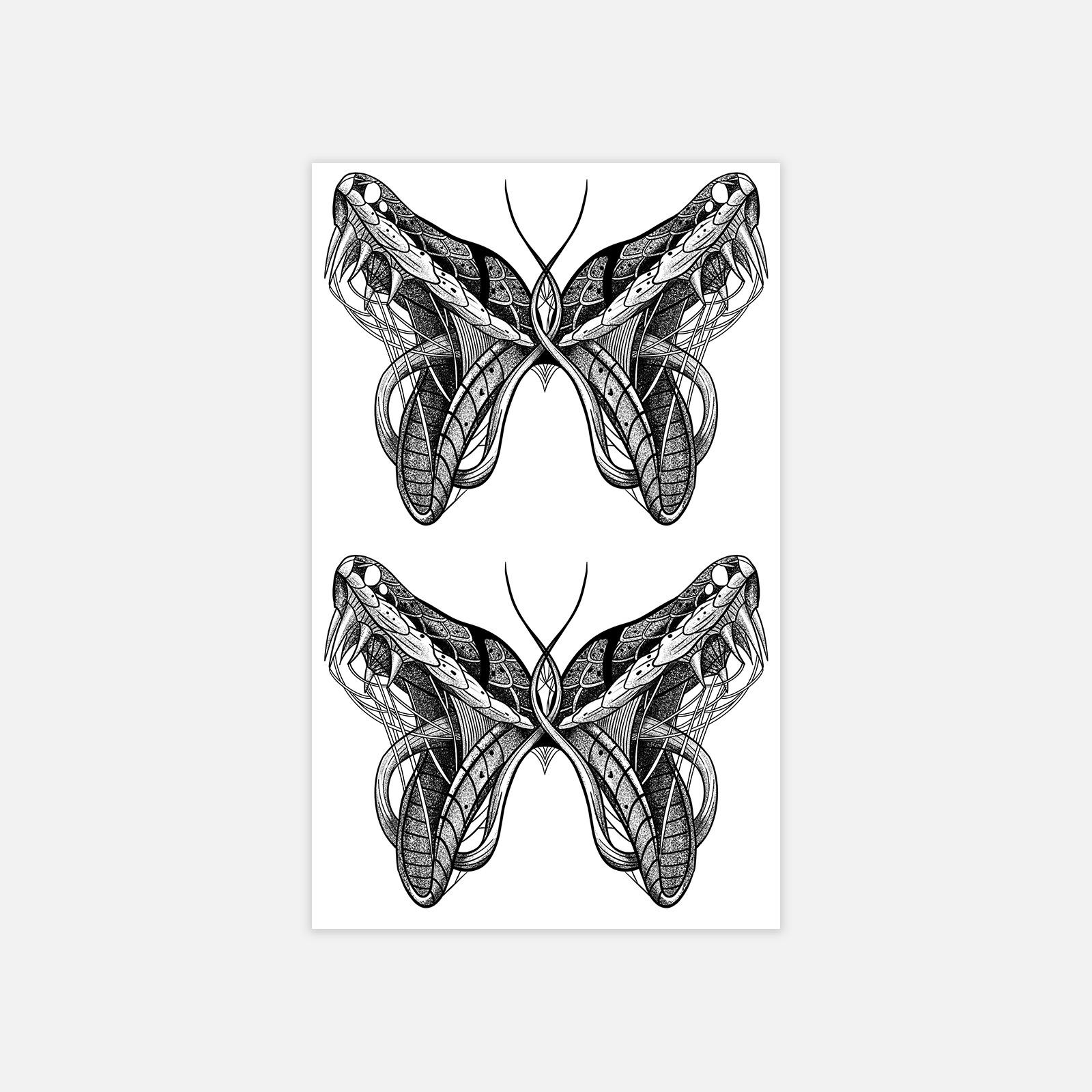 

Symbiotic Snake Butterfly Tattoo Sticker Spice Girl Sexy Pure Desire Leg Tattoo Sticker 11*18