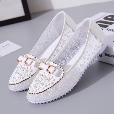 Mode Neue Sommer Damen Flache Schuhe Damen Mesh Atmungsaktive Flache Absätze Blumenverzierung Damen Niedrige Schuhe Outdoor Freizeit Zum Hineinschlüpfen