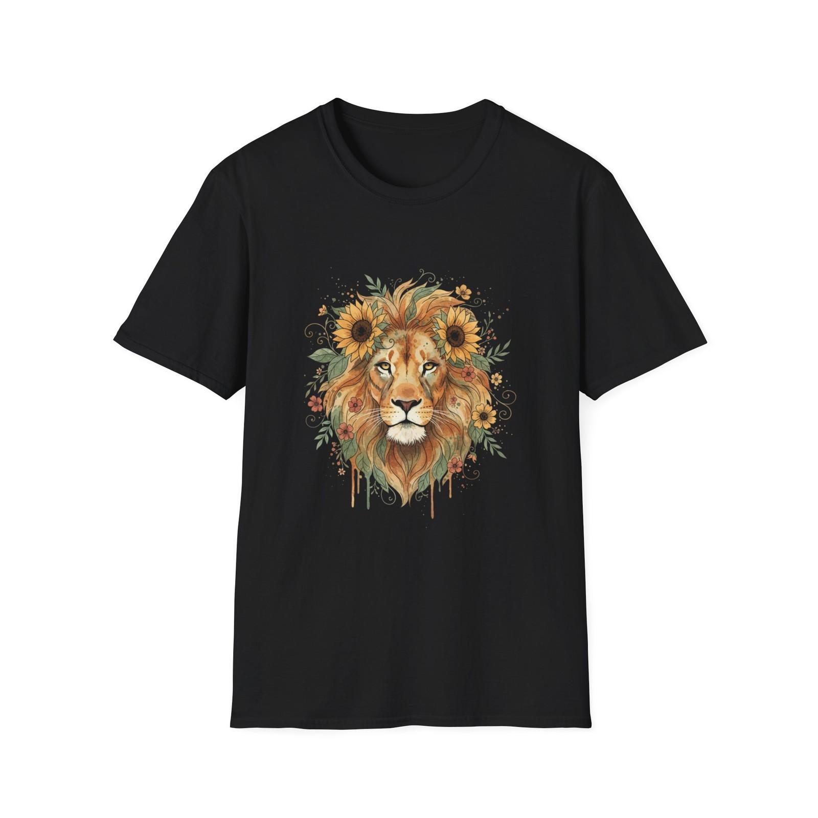 Lion Sunflowers Floral T-Shirt XXXXL