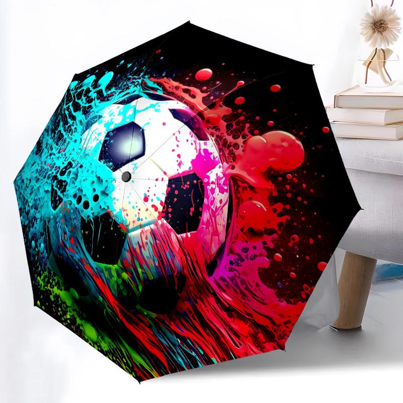 A Vibrant Soccer-Themed Folding Umbrella That Offers, Perfect for Travel And As a Decorative Holiday Gift