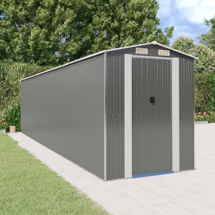 3147445 vidaXL Abri de jardin Gris clair 192x772x223 cm Acier galvanisé
