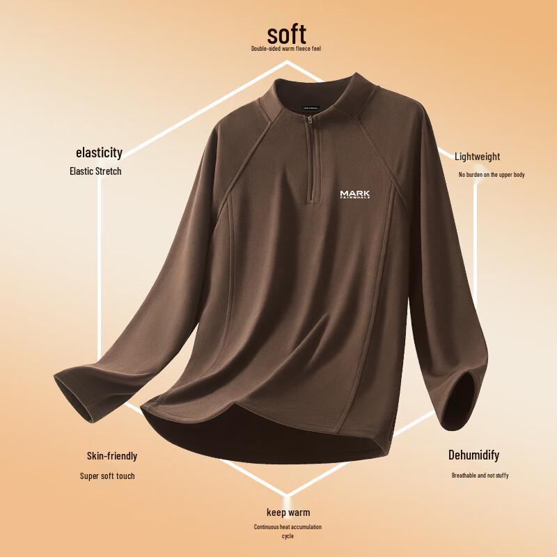 Mark Fairwhale Men's Double-Sided Fleece Stand-Collar Half-Zip T-Shirt