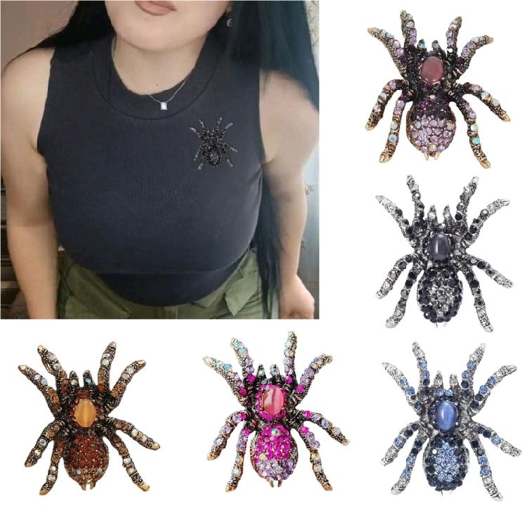 Personalized Fashion Spiders Brooch Delicate Alloy Spiders Brooch with Crystal Embellishment for Evening Wear Parties