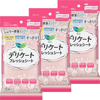 Laurier Delicate Fresh Tücher 15 Stück x 3 Sets zart [Großeinkauf] (für die Haut)