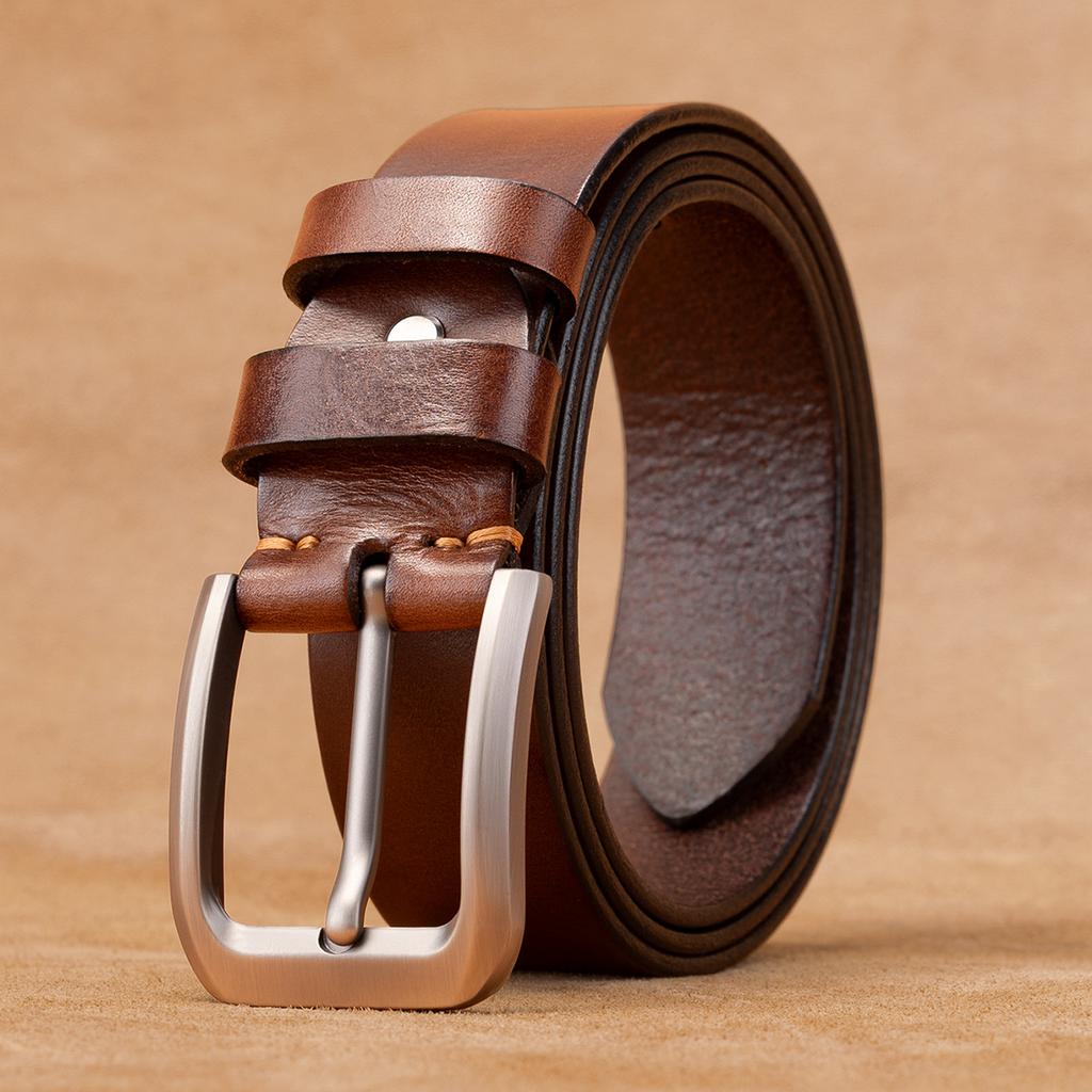 Belt Men'S First Layer Cowhide Leather Versatile Whole Tree Paste Leather Pin Buckle Belt Middle-Aged And Young Casual Pants Belt