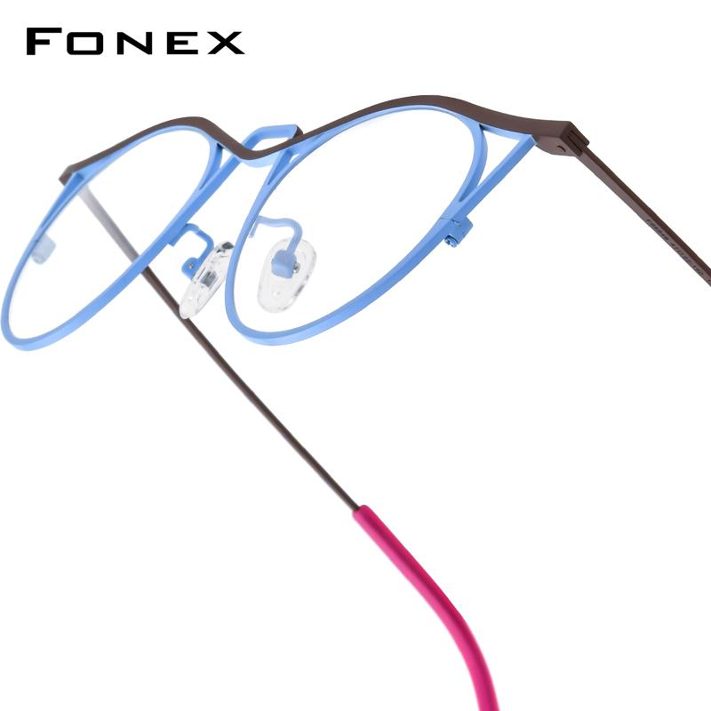 

FONEX Разноцветные титановые оправы для очков Женский брендовый дизайн Ретро Винтажные круглые очки Мужские Ультралегкие японские очки 85846