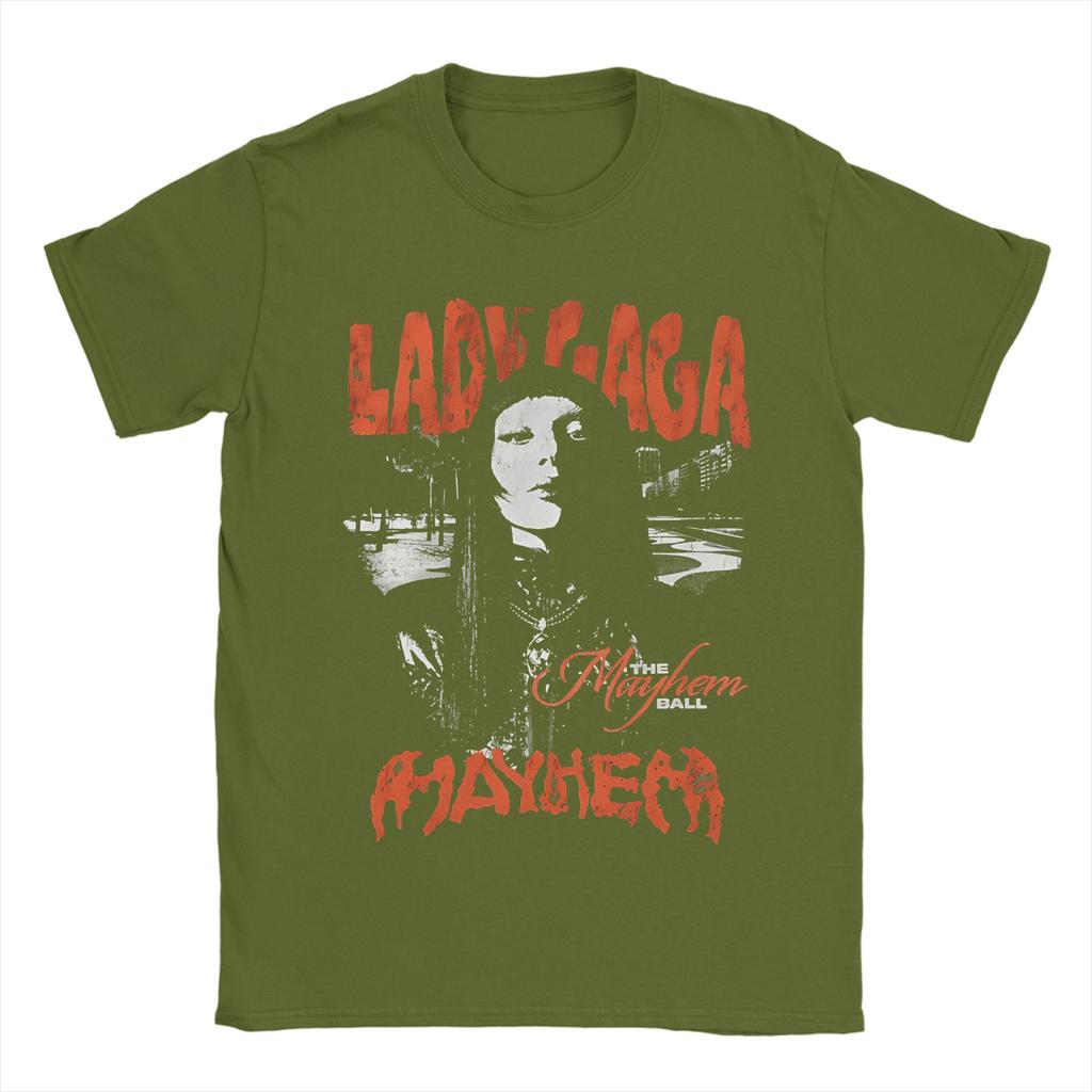Lady Gaga  The Mayhem Ball Tour   Tshirt Unisex Cotton Top Tee Harajuku  Round Neck Short Sleeve