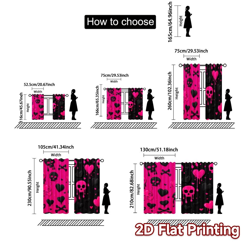 2D Flat Printing  JIT 2pcs   Curtains (Without Rod) Gothic Curtains Print Popular Curtains Polyester Easy Install Curtains