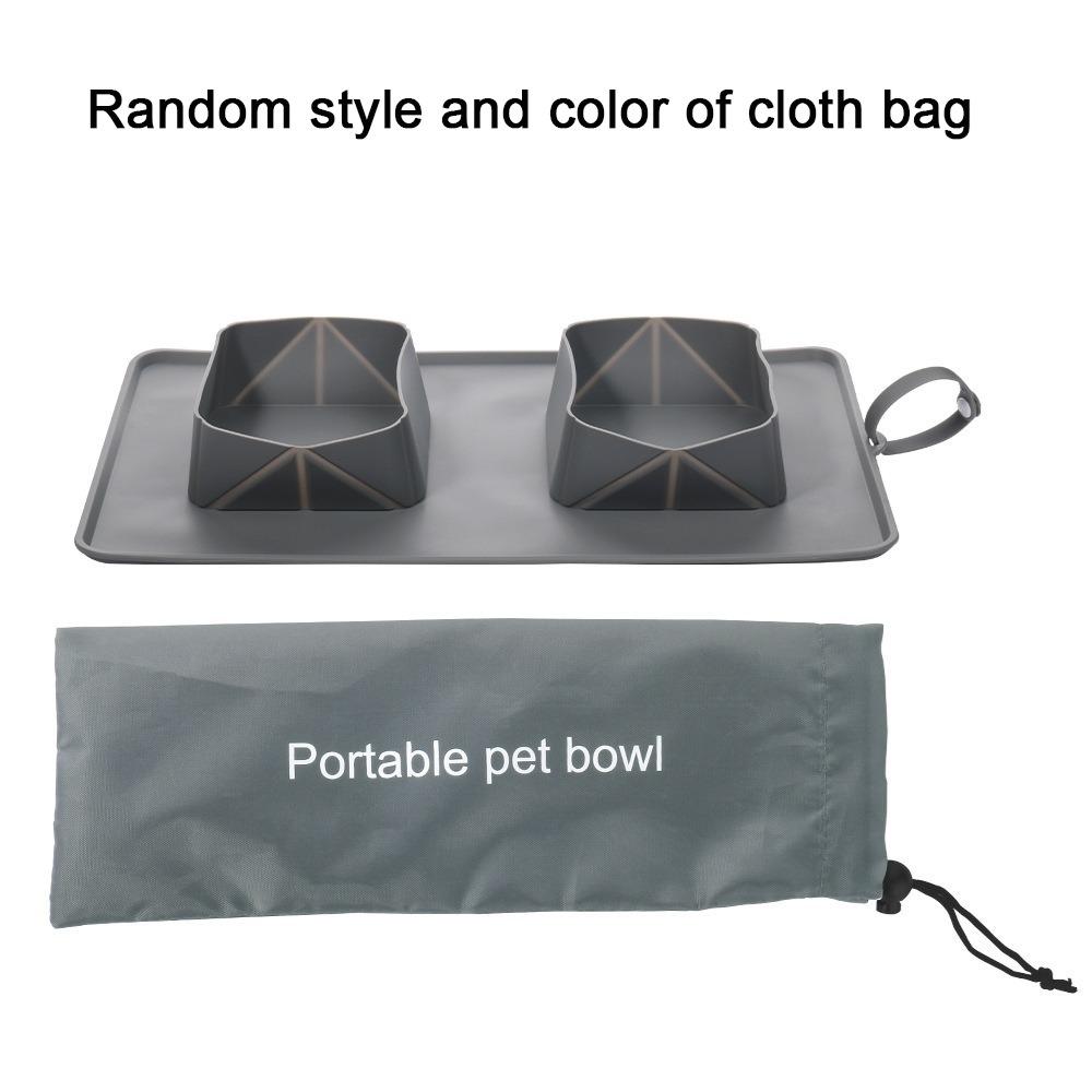 Anti Slip Silicone Folding Dog Bowl 2-in-1 Cat Water Feeder Folding Double Bowls  for Dogs/Cats