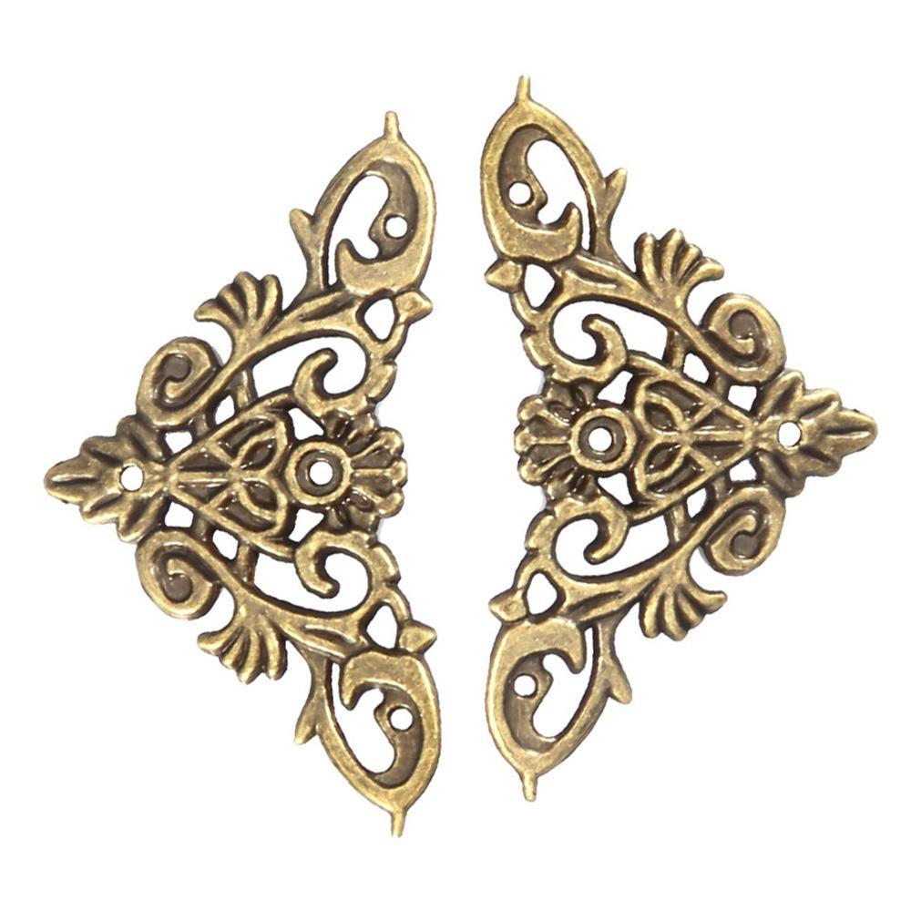 12pcs Metal Hollow Shape Corner Antique Style Edge Protector Home & Office Daily Supplies