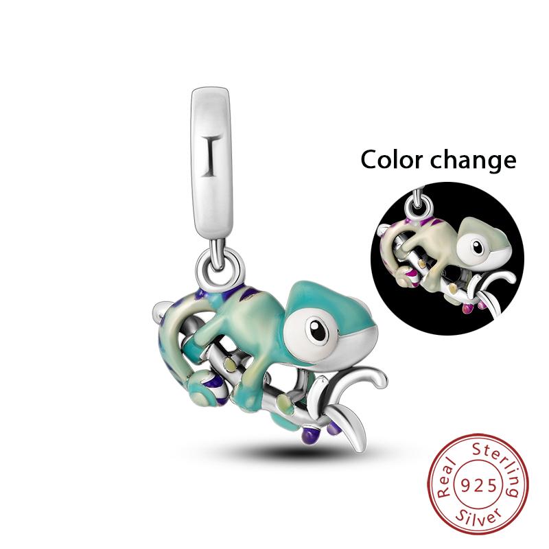 100% Copper Colorful Chameleon Animal Charms Beads Fit Qikaola Original Bracelets Diy Birthday Jewelry Making