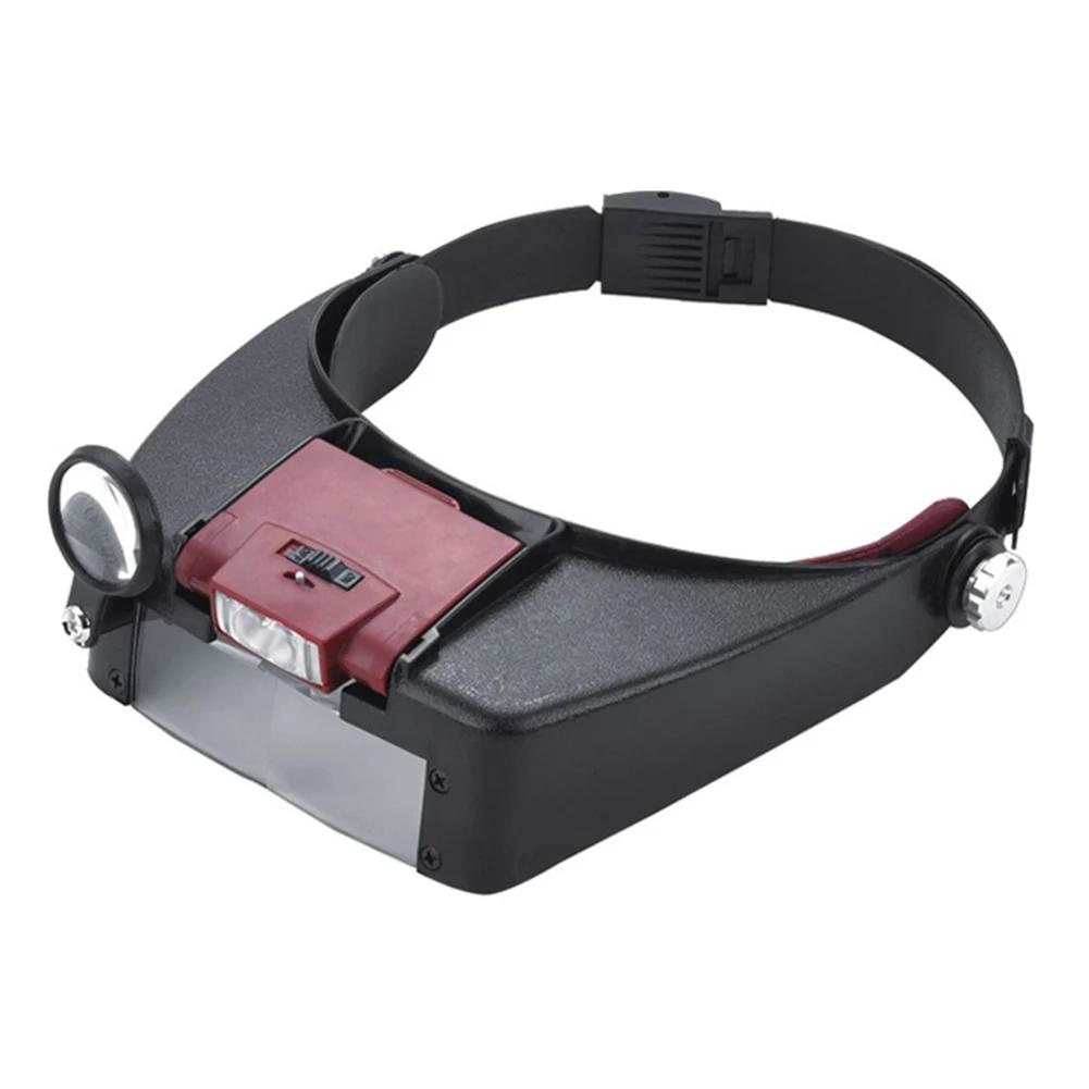 10X LED Magnifying Glasses Illuminated Magnifier Headband Adjustable Head-Mounted Loupe Jewelry Reading Watchmaker Repair Tools
