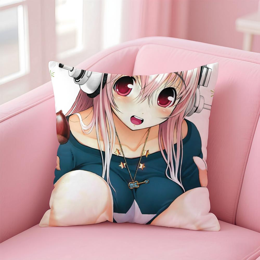 SSuper Sonico Cushion Cover Pillow Case Soft Friendly Fabric Concealed Zipper