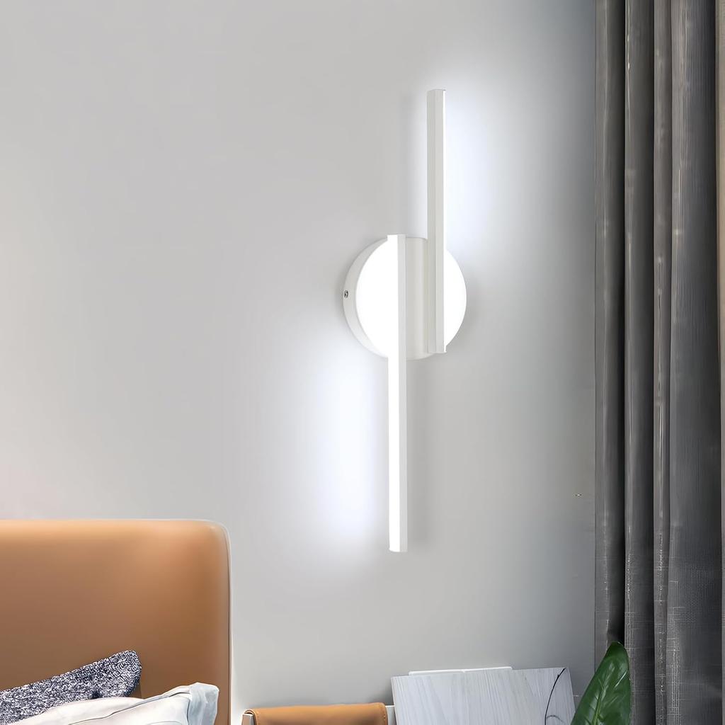 DELIPOP Modern LED Wall Sconce, 6500K Cool White Indoor Led Wall Light, 12W Bathroom Vanity All Lamp Over Mirror for Living Room Hallway Bedroom