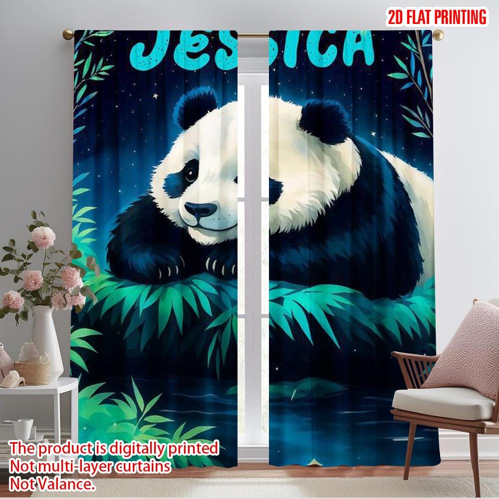 

2pcs,2D plane printing Light Filtering Curtains Jungle Panda Dreams Polyester Woven (without rod) Outdoor Decorations for 52.50×116.00 CM 2pcs