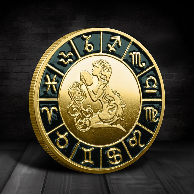 Single Zodiac Sign Commemorative Coin, Individual Constellation Collectible Medal, 40mm Diameter Astrology Souvenir Coin for Collection & Gift