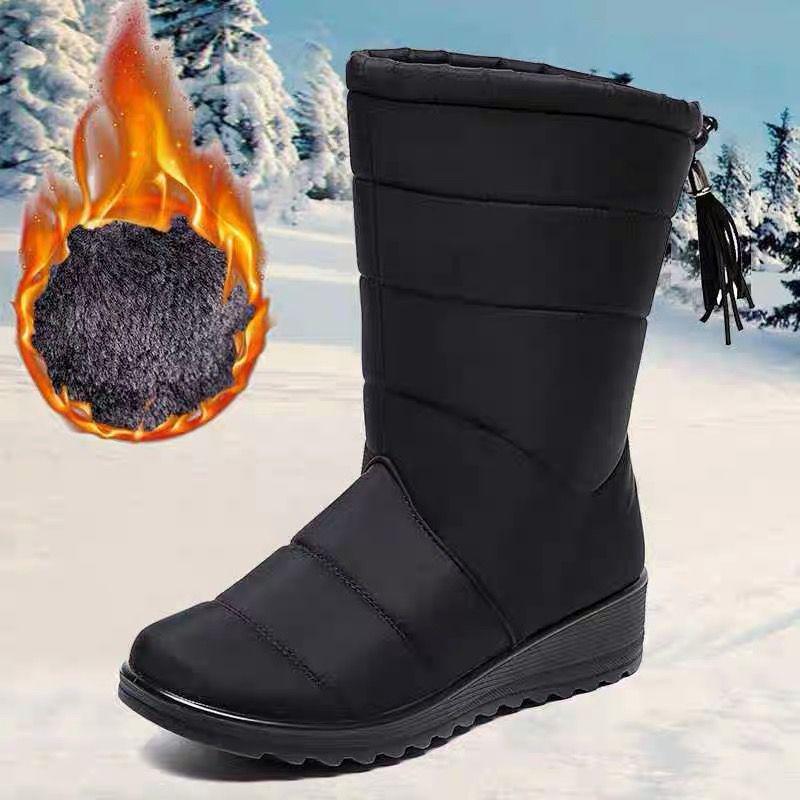 Women's Waterproof Mid-Calf Winter Boots - Non-Slip Thick Sole with Warm Velvet Lining, Plus Size Available