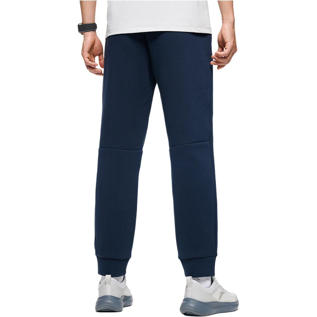 Anta Training Series Solid Color Mid Waist Cuffed Knitted Sports Pants Men Bottoms Midnight-Blue 152417306-2