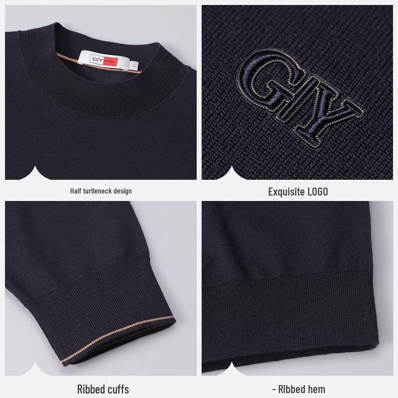 Goldlion GY Men's Merino Wool Blend Round Neck Knit Sweater