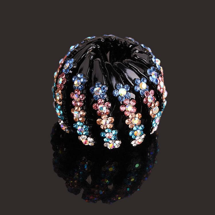 "Elegant Rhinestone Hair Clip & Ponytail Holder - Bird's Nest Design"