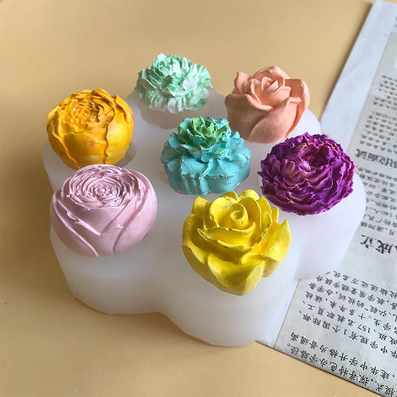 Flower Silicone Molds 3D Rose Peony Chocolate Cake Baking Mold Handmade Candle Soap Gypsum Resin Handicraft Making Tools