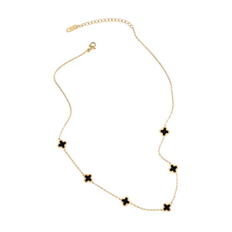 Advanced titanium steel women's clover simple temperament collarbone chain necklace