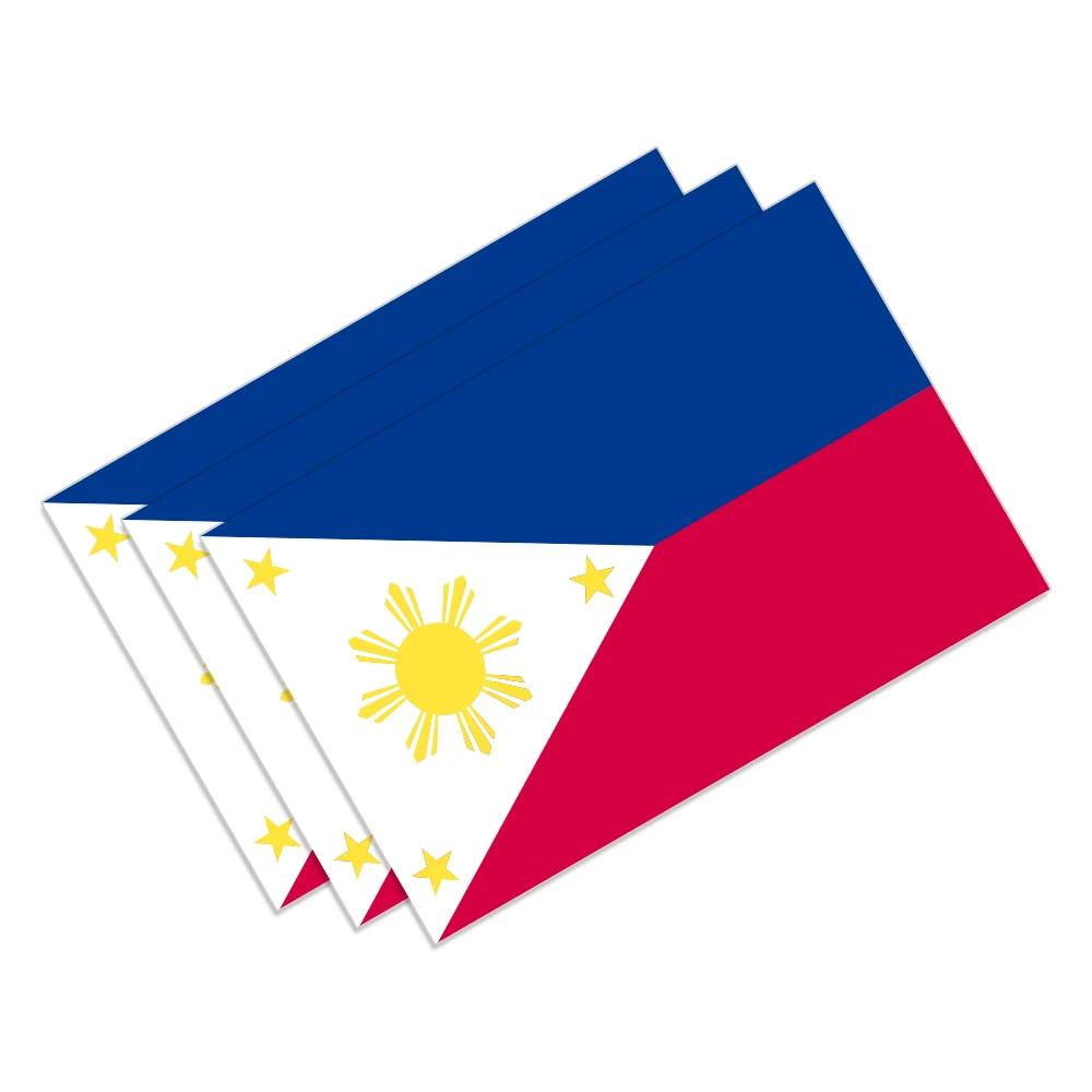 3Pcs Philippines Flag Stickers Waterproof Car Body Bumper Rear Window Moto Wall Laptop Personality DIY Decoration Vinyl Decals