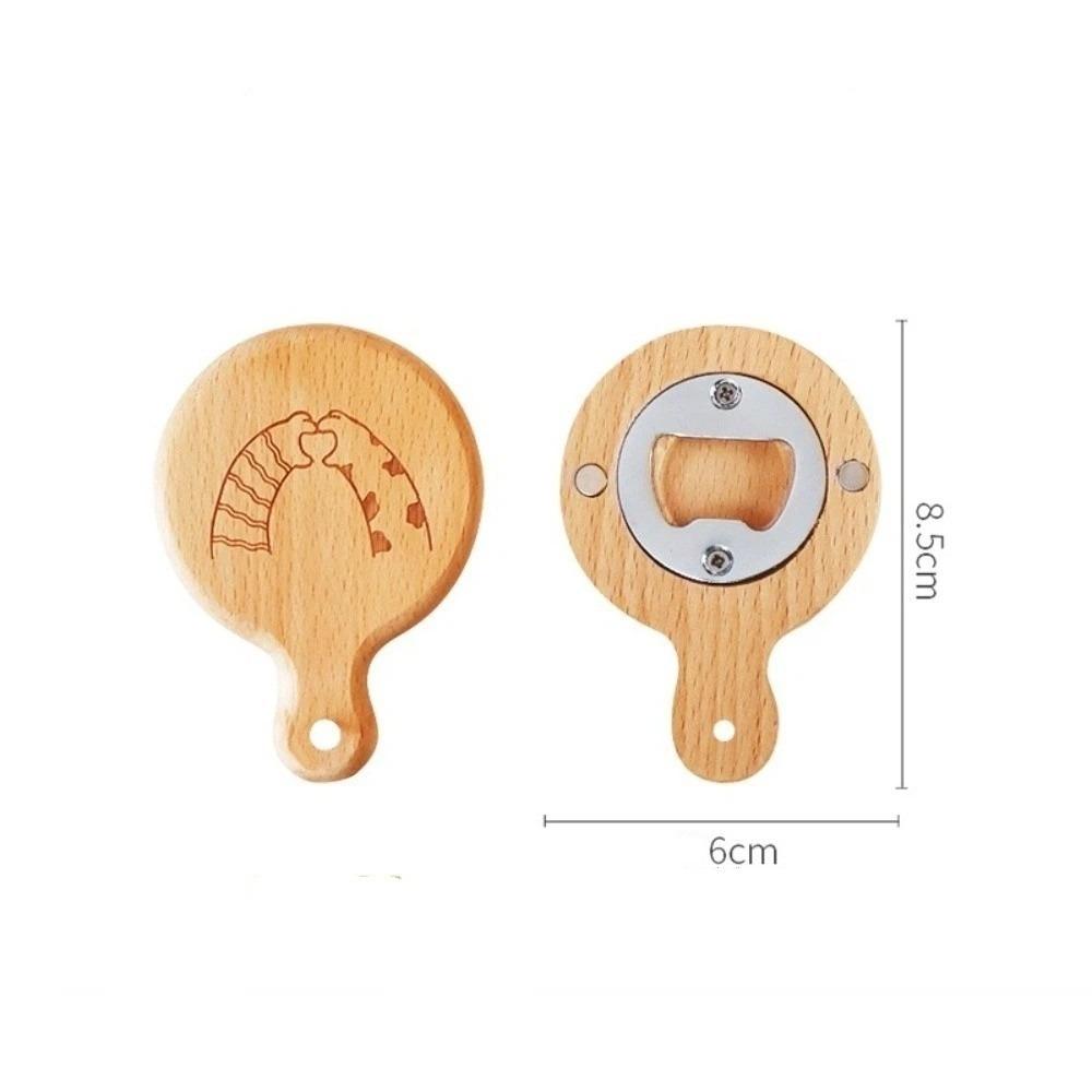 

Portable Wooden Bottle Opener Square Shape Round Shape Beer Opener Magnetic Design Cartoon Pattern Bottle Opening Tool Bar Use