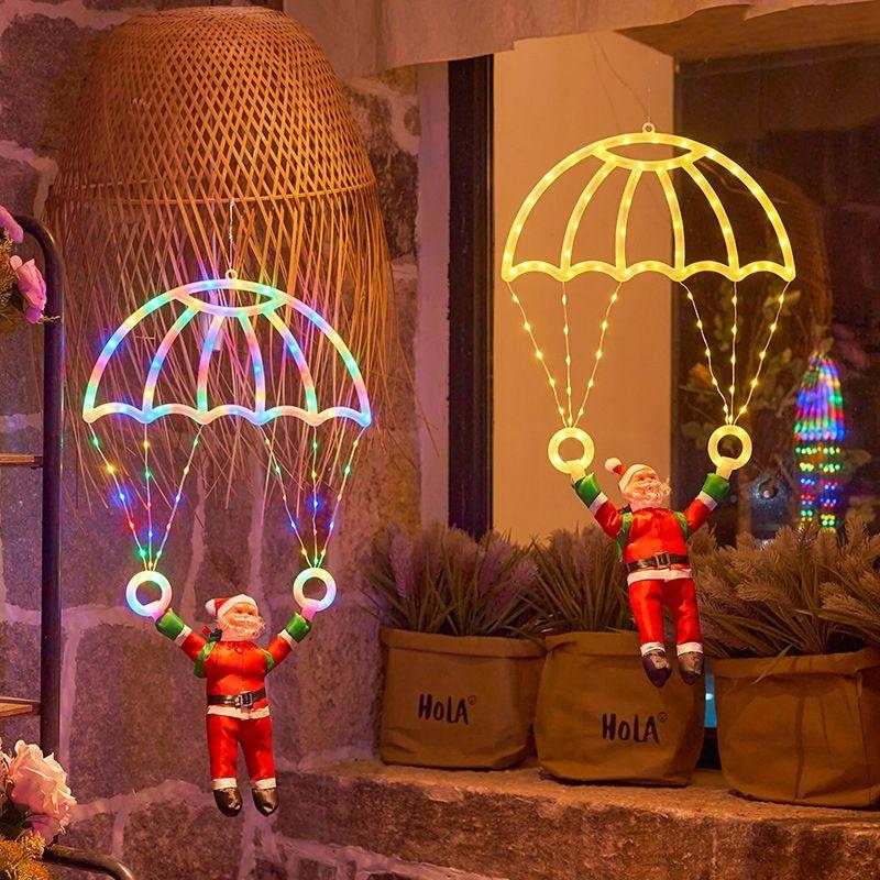 Christmas Light DIY Parachute Santa Claus Light Outdoor Waterproof Lamp for Porch Garden Party Home Christmas Tree Decor